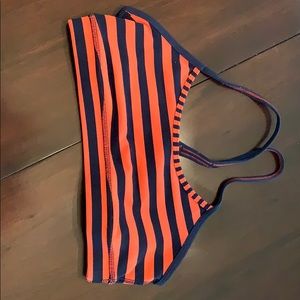 Orange and navy striped lululemon flow y bra